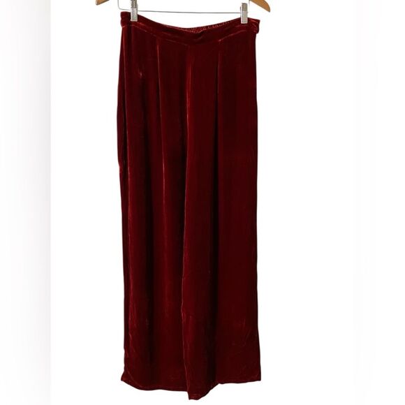 Ania A Pants - Ania A Velvet Pants Size L Holiday Luxury Silk Wide Leg Christmas Flowy